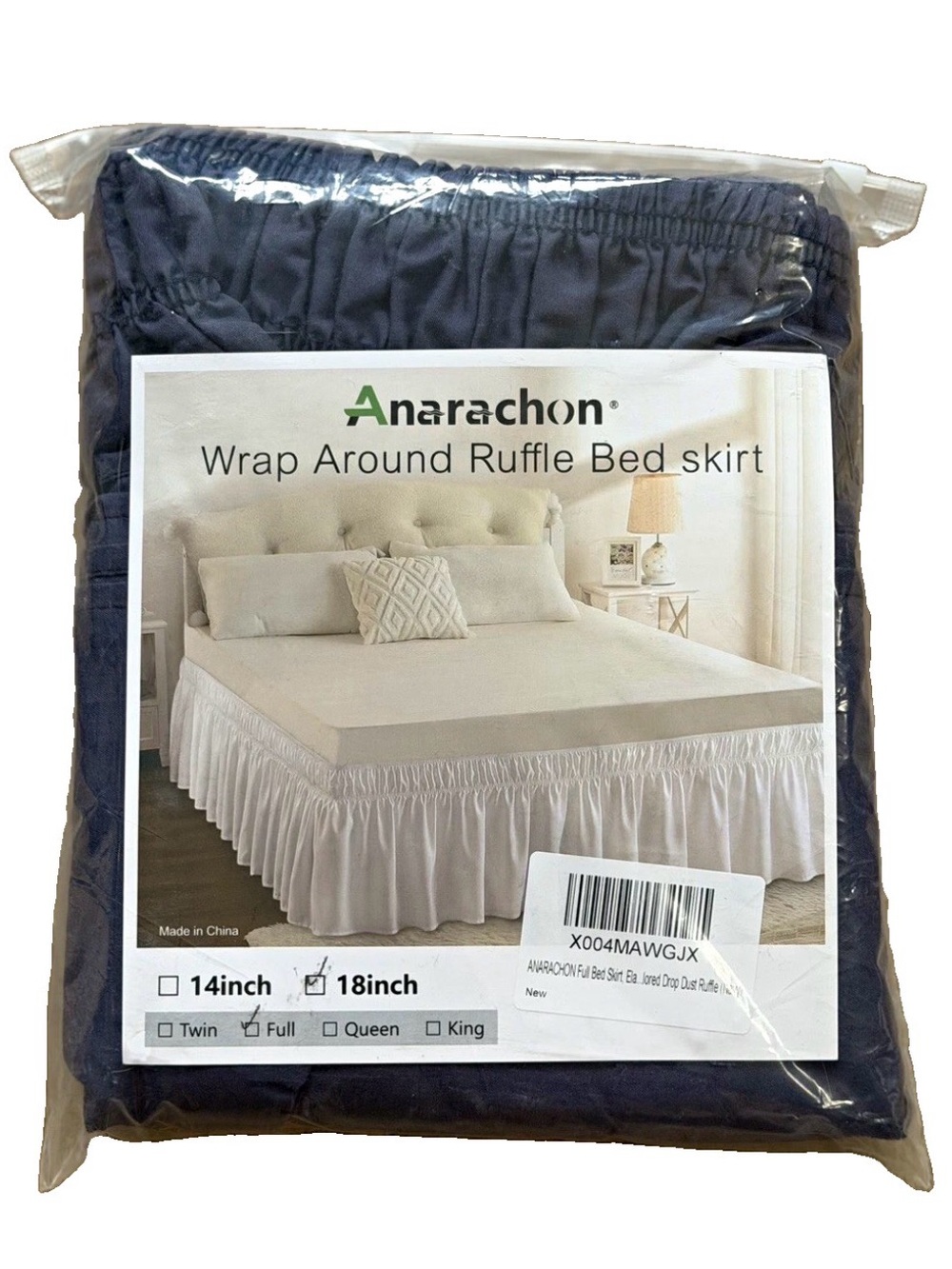 Navy Wrap Around Ruffle Bed Skirt